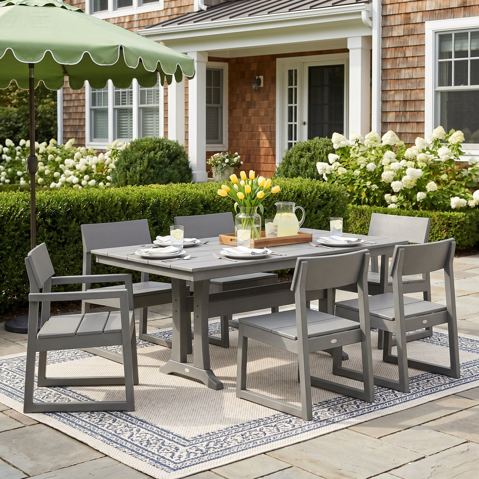 POLYWOOD® Edge 72" Patio Dining Set, Slate Gray