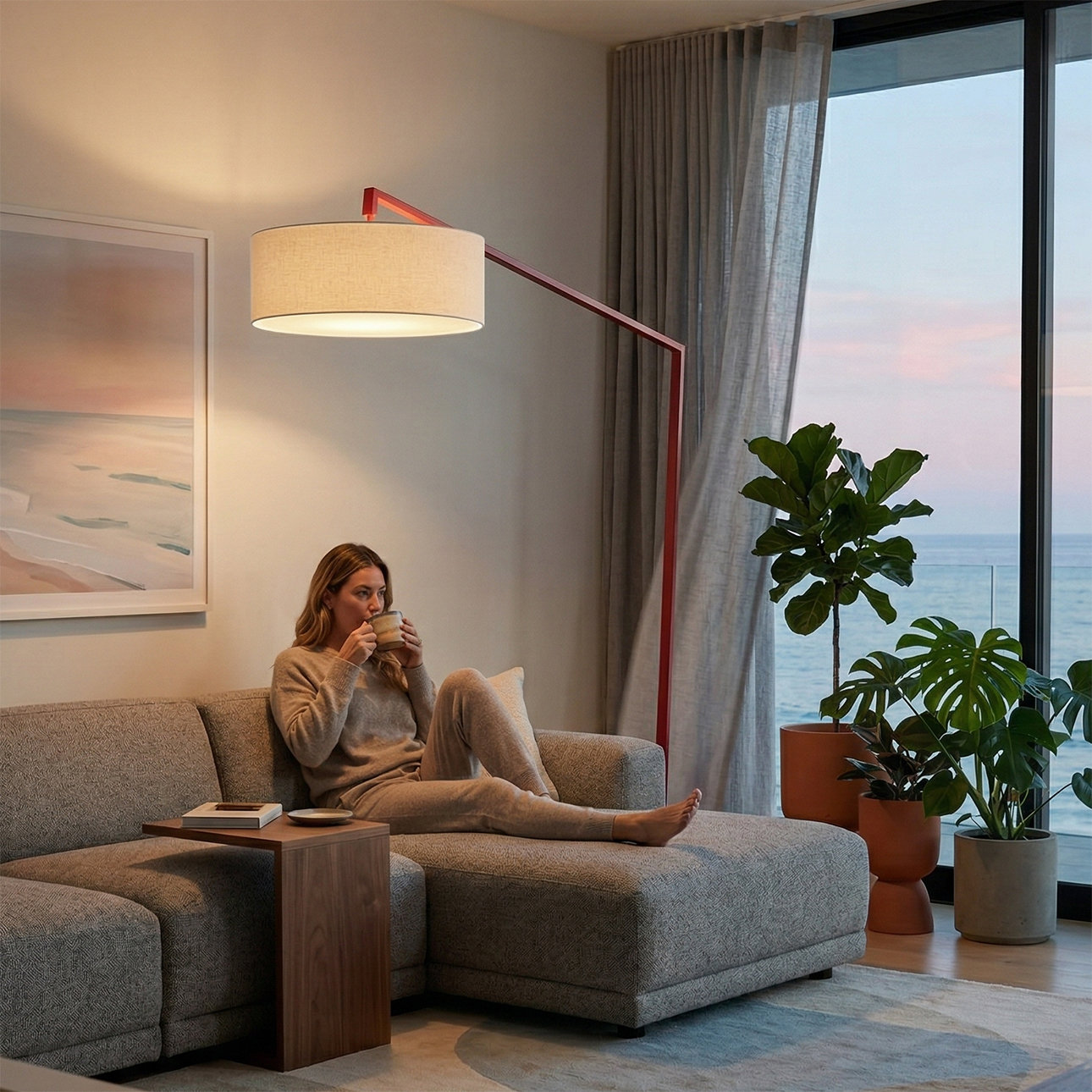 Stretch 75" Linen Floor Lamp, 87''