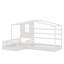 Structure en bois de lit en L avec clôture et structure à lattes-1134469662