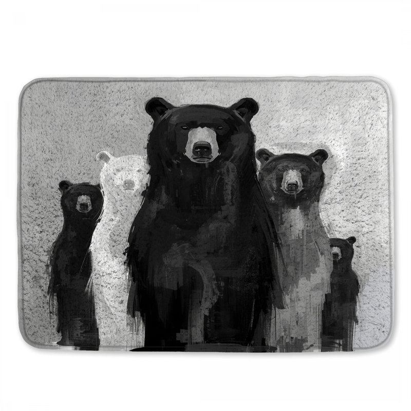 Tapis de bain noir et blanc, L 34 po x L 21 po
