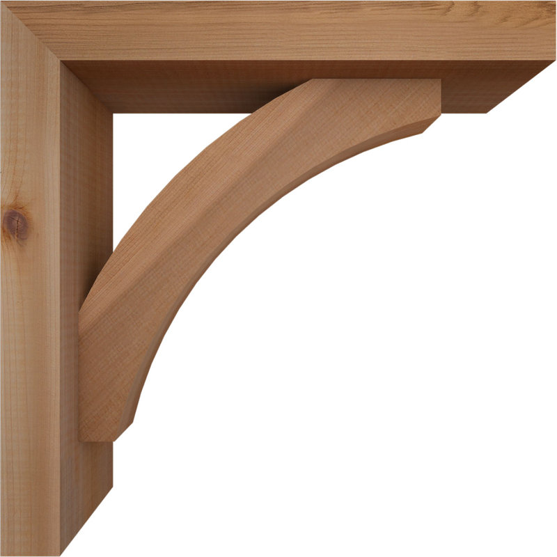 Thorton Block Bracket with Offset Brace, 14 x 14, 3 1/2"W Western Red Cedar (Smooth)