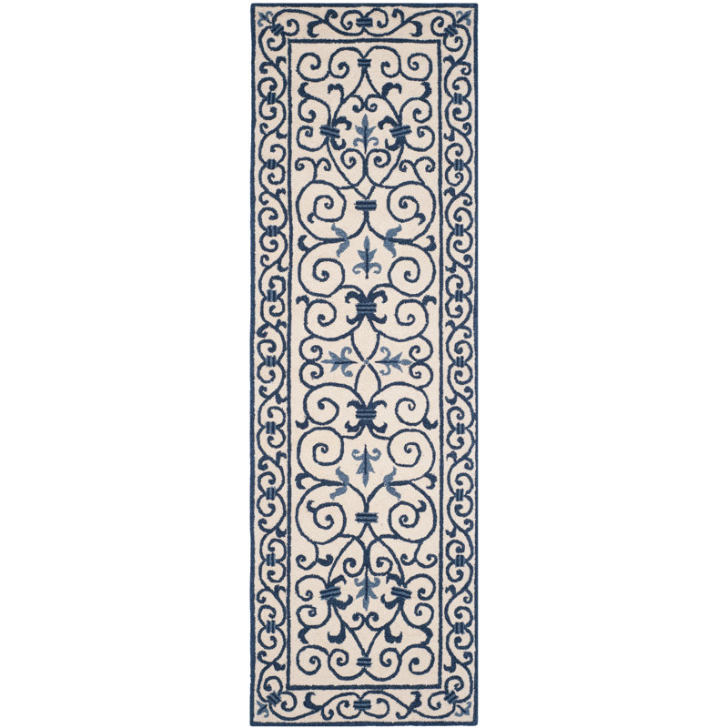 Tapis oriental en laine crocheté à la main Brayton, Tapis de couloir 2 pi 6 po x 8 pi