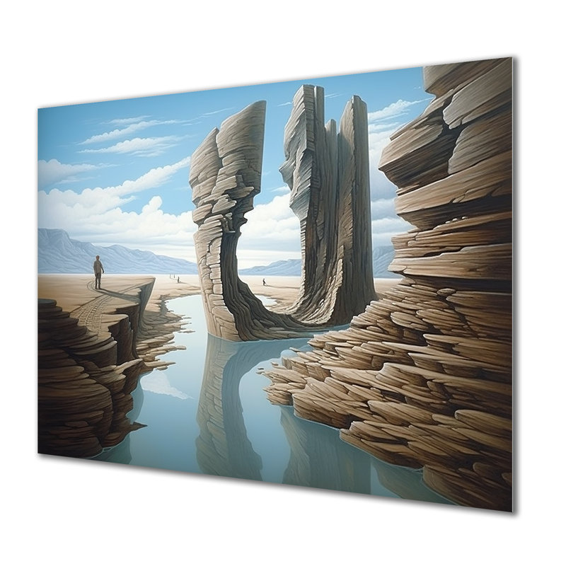 «River Into surreal fantasies Exploration II», art mural surréalisme en métal, H 16 po x l 32 po x P 1 po