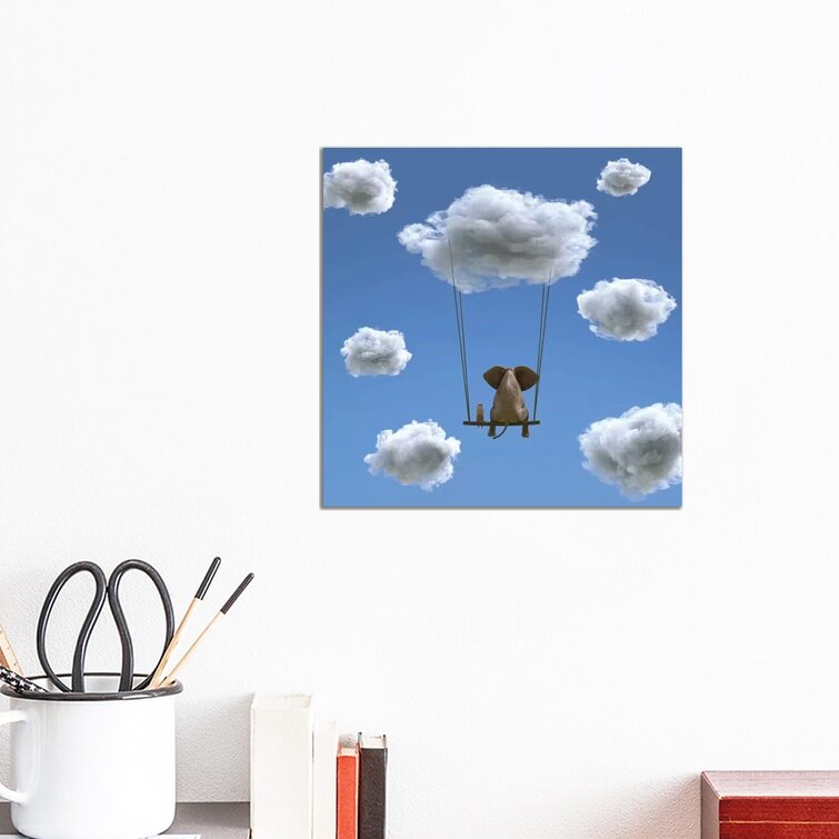 " Elephant And Dog Are Flying On A Cloud II " by Mike Kiev on