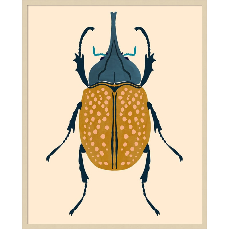 «Farwell Beetle Bug II» encadré sur papier par Farwell, Noir, H 13 po x l 11 po x P 1 po