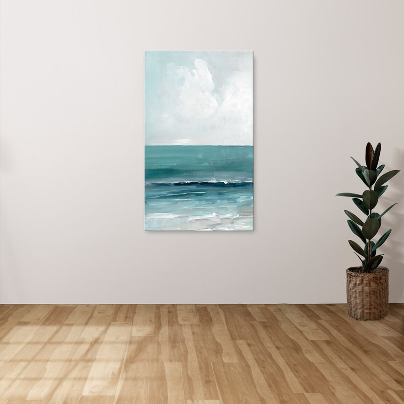 "Teal Seas I" par Sally Swatland, reproduction sur toile, H 60 po x l 36 po x P 1,5 po
