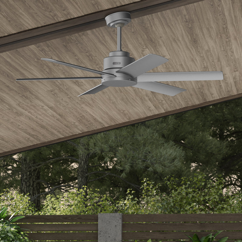 Ventilateur de plafond intérieur / extérieur moderne à 6 pales de 52 po Kennicott, Gris