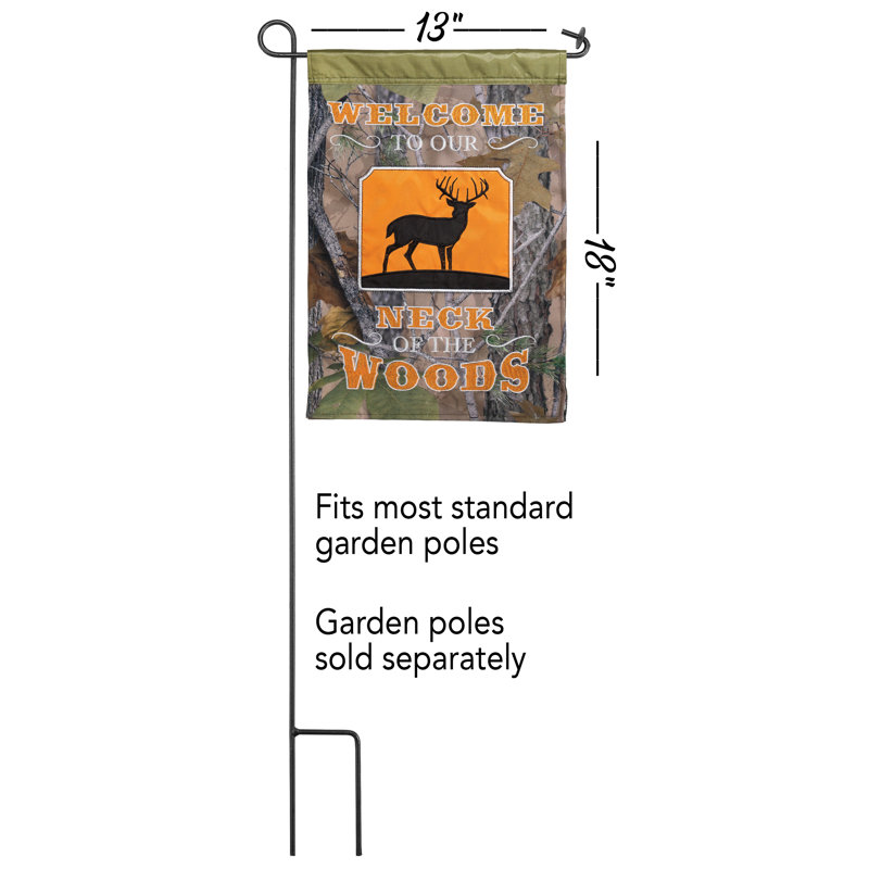 Drapeau de jardin en polyester 18 po x 13 po Welcome Woods, H 18 po x l 13 po