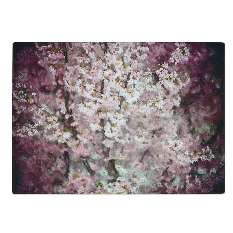 Tempered Glass Cherry Blossoms Chopping Board, 28.5 cm W x 20 cm L