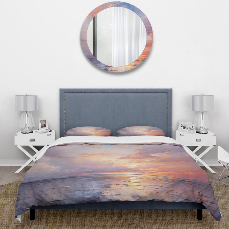 Sunset Cotton Candy Skies V - Ensemble de housse de couette paysages - Microfibre de polyester