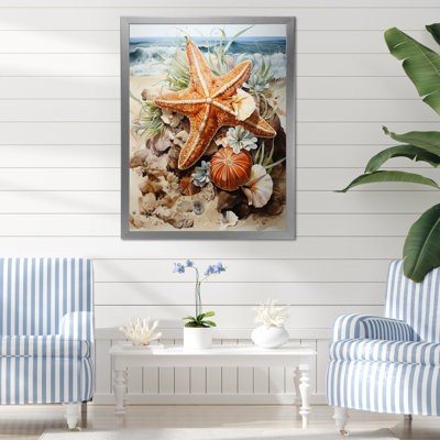 Étoile de mer tropicale, plage, sérénade 2 - art mural tropical côtier