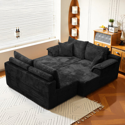 [3 Packs Shipped] 132-inch U-shaped Modular Sofa, comfortable Velvet Cloud Sofa, Double Reclining Seats, No Assembly Required, Modern Living Room Furniture, Boneless Segmented Sofa Cushions, Black