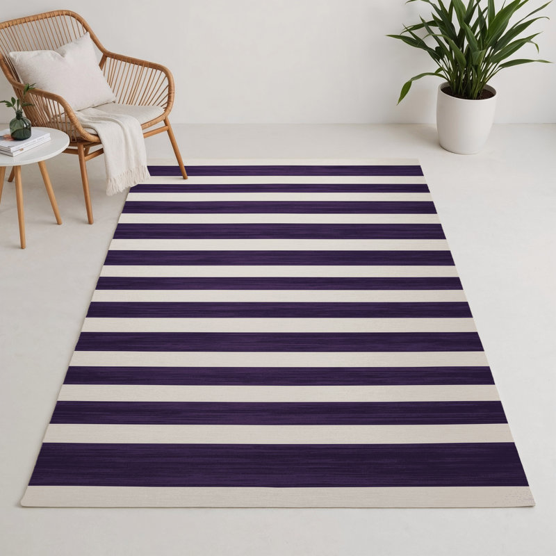 Tapis intérieur / extérieur mauve HorizontalStripes, Rectangle 9 pi x 12 pi
