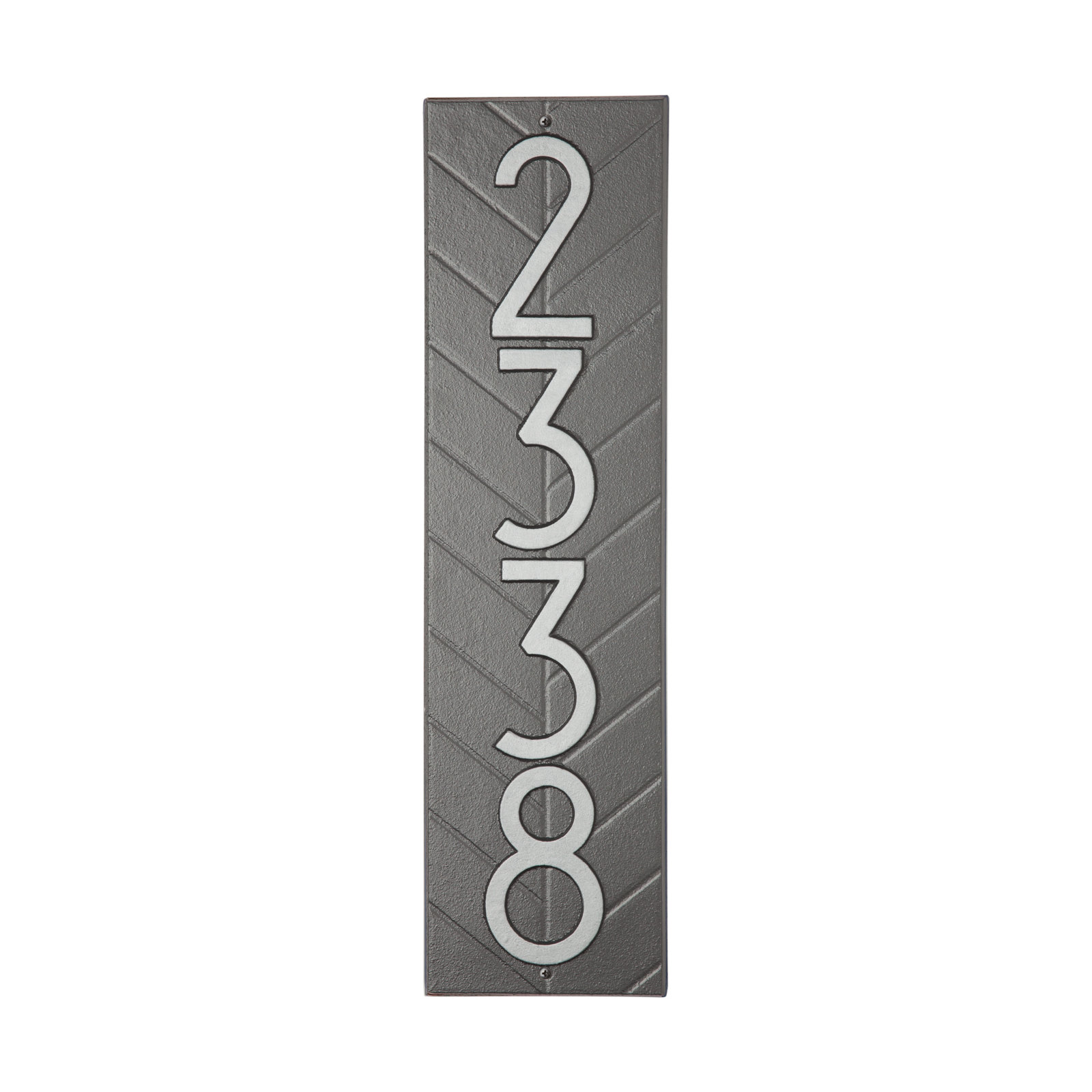 Mid-century Modern Herringbone Vertical Wall Plaque, Pewter/Silver, Yes