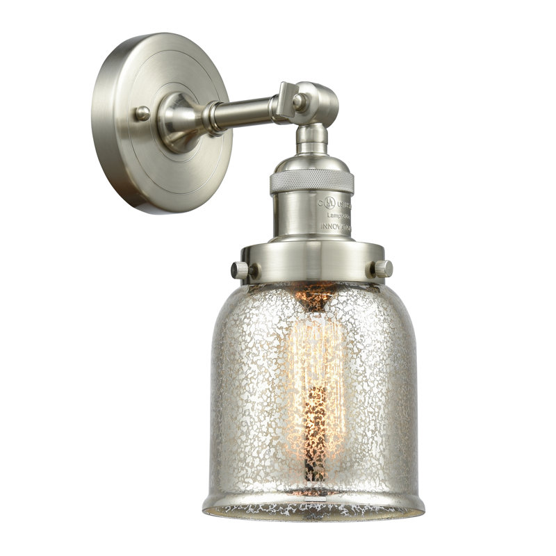 Franklin Restoration Bell - 1 Light 5" Sconce, 6 Watt Vinage LED Bulb, Silver Mercury, Brushed Satin Nickel