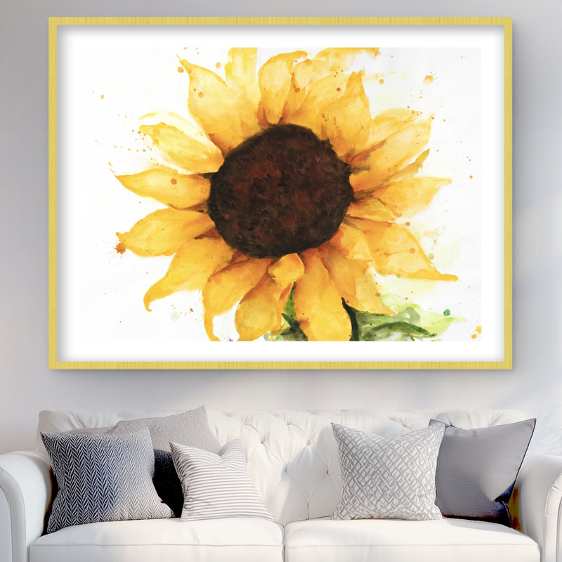 Tournesol imprimé floral | Art décoratif encadré mat