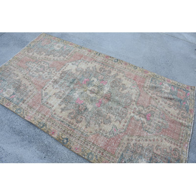 Vintage Wool Patchwork Rug, 44.9x82.7 Inch Pink Area Rug