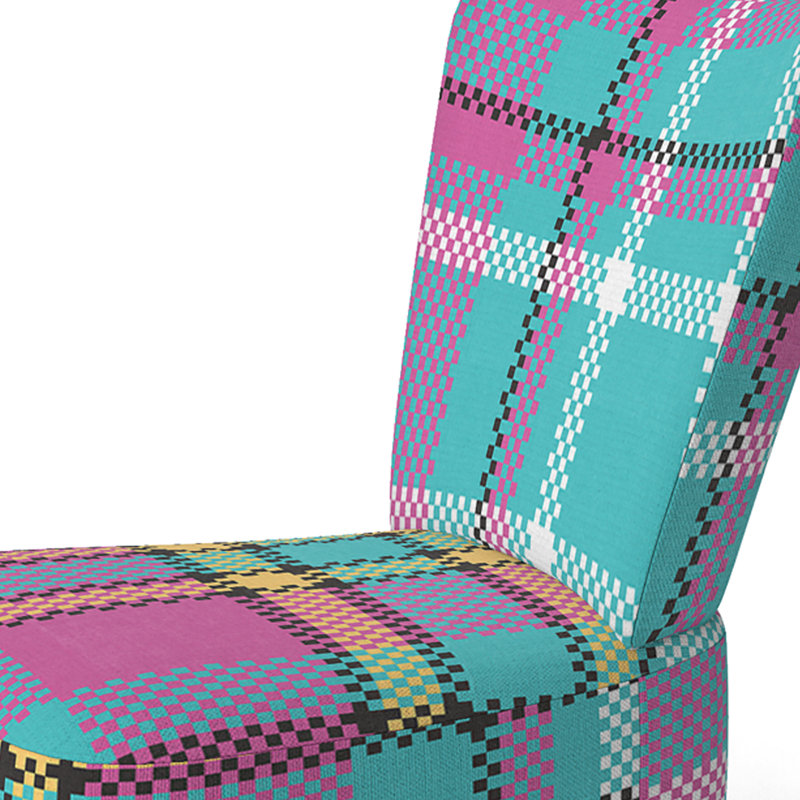 Multicolor Checked Tartan - Upholstered Patterned Accent Side Chair