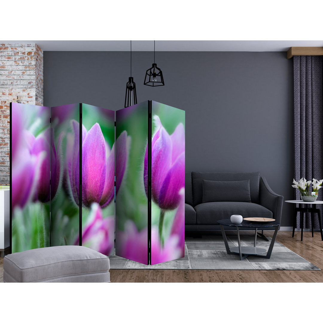 Paravent Purple Spring Tulips II mit 5 Paneelen