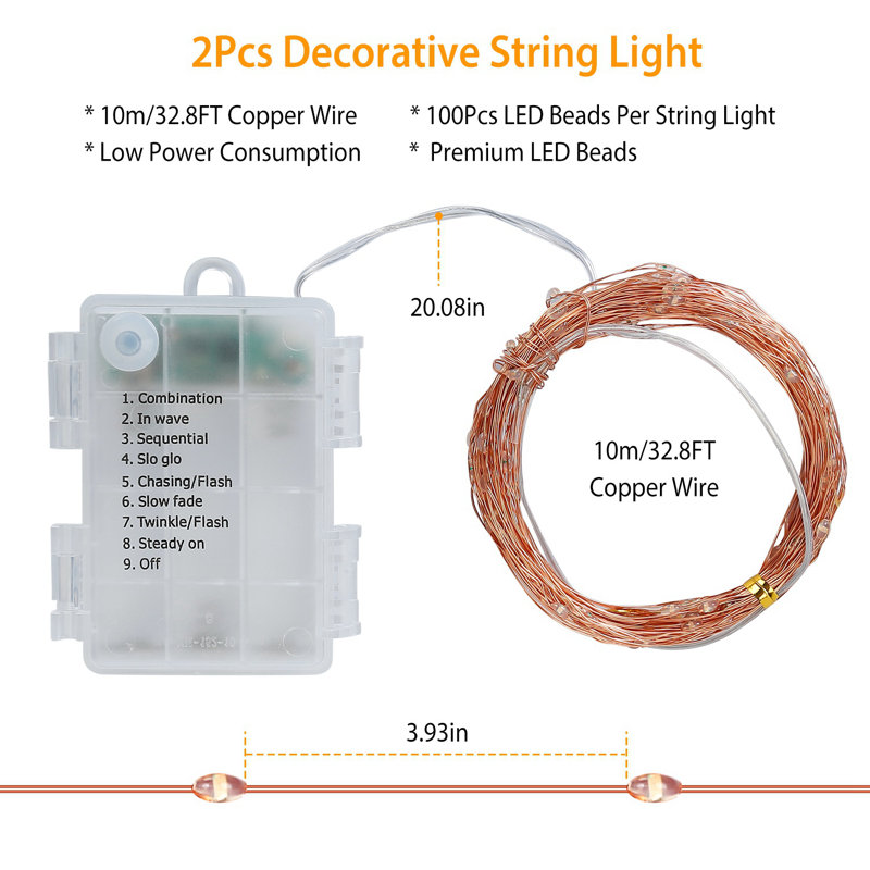 Jocelyn 100 - Bulb 393.6'' Battery Powered Rope String Light