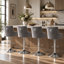 Tabouret de bar pivotant Danyelle en velours, hauteur réglable, avec accoudoirs et dossier-1799150133