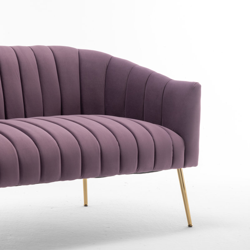 Causeuse à accoudoirs encastrés 50,6 po Murrow, Velours mauve