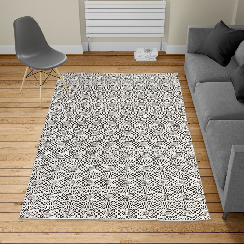 Tapis gris anthracite / blanc, Rectangle 5 pi 2 po x 7 pi 7 po