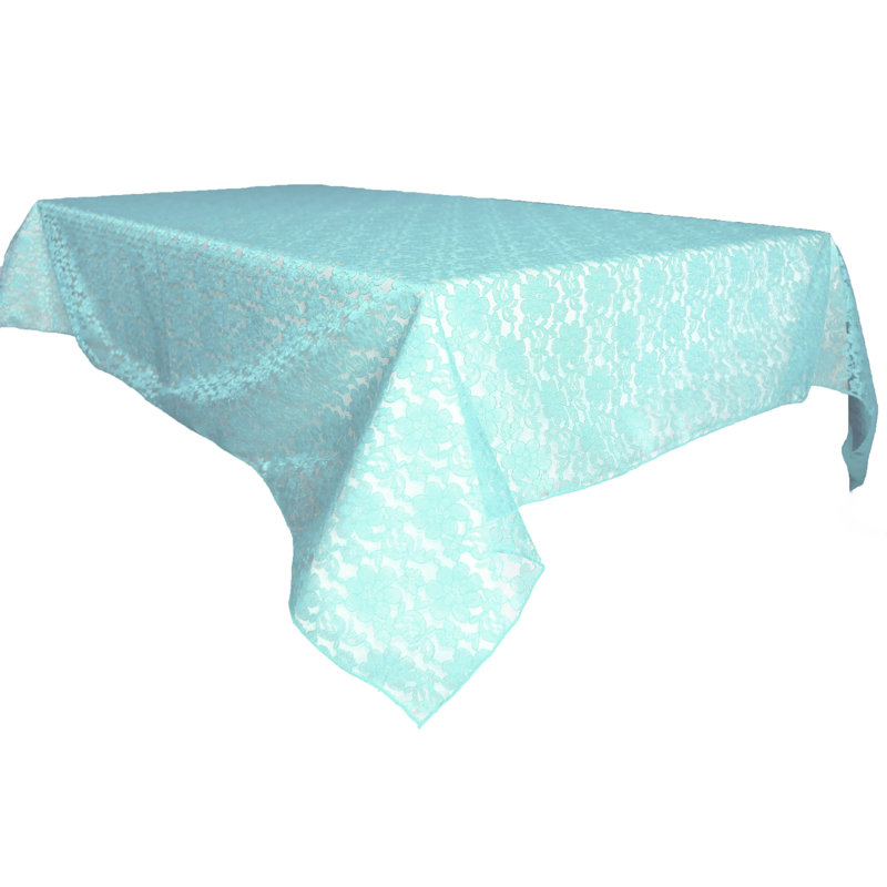 Floral Lace Overlay, Aqua, 96" x 58"