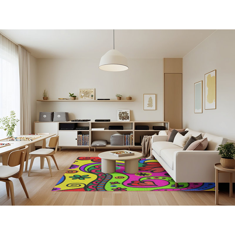 Tapis motif rose/vert/bleu, Rectangle 7 pi x 9 pi