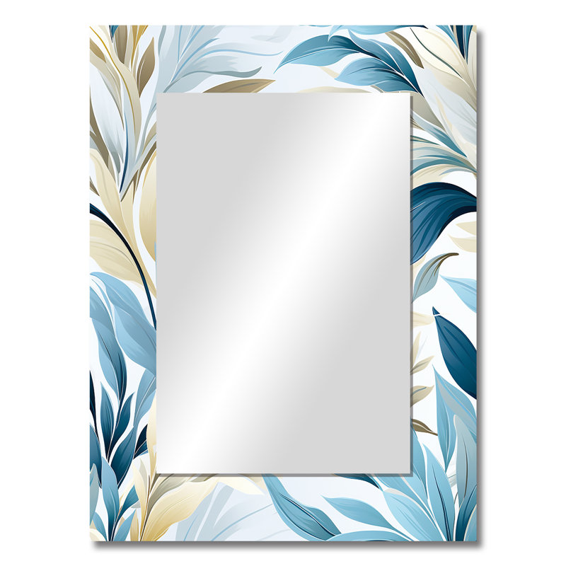 Amanveer Coastal Neutrals Tropical Pattern - tropical  Mirror, Botanical, Floral Decorative Wall Mirror, Printed Metal Art