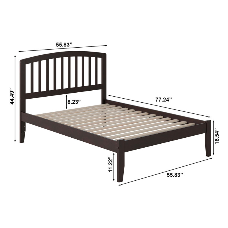 Lit plateforme en bois massif Careaga, Lit double, Espresso