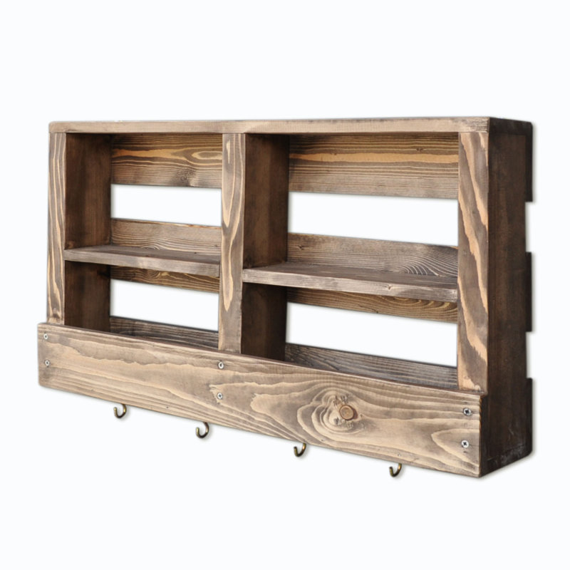 Tablette décorative en bois massif 2 pièces Saterfiel