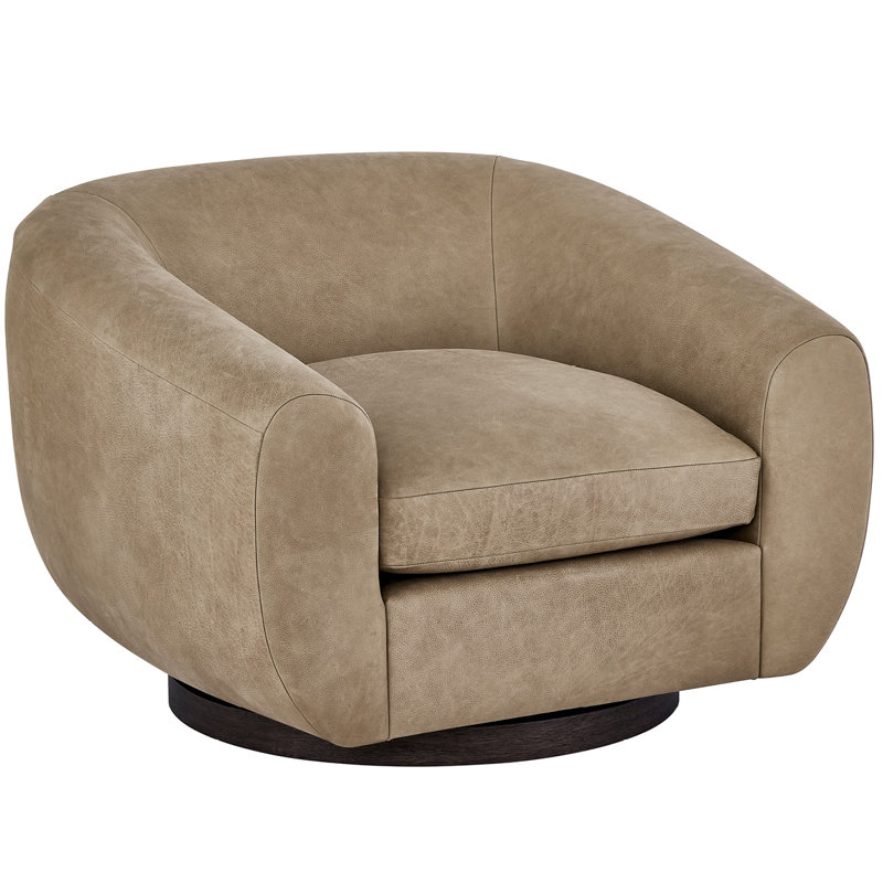 Curated Swivel Armchair, Tan Top Grain Leather