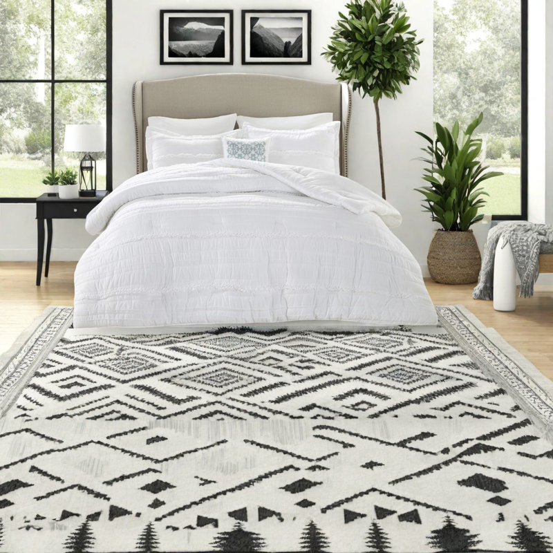 Elegant White Comforter Bedding Sets, Polyester Microfiber, Style For Home