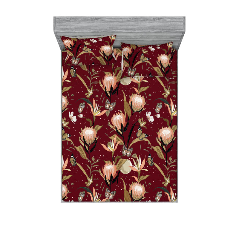 Drap-housse et taies décoratives 3 pièces Ambesonne, Ensemble de draps pour grand lit avec 2 taies d'or