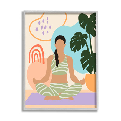 «Modern Botanical Yoga exercise personne méditation» par Annie Warren - impression