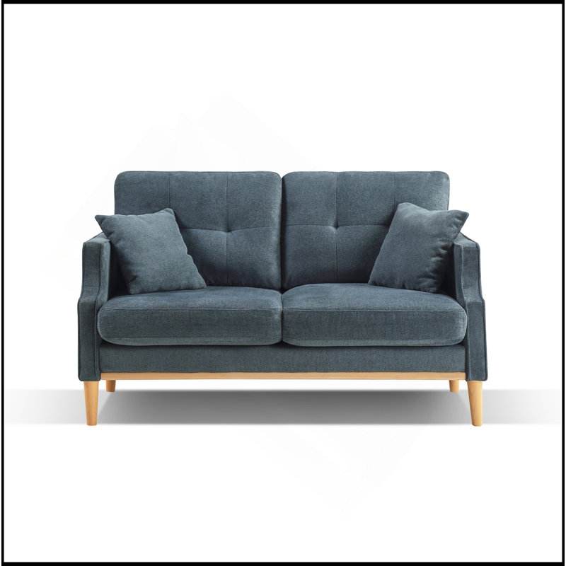 Canapé 2 places Loveseat pour espace de vie principal, chambre à coucher, bureau, tissu imperméable, port de charge USB, 2 coussins, pieds en bois