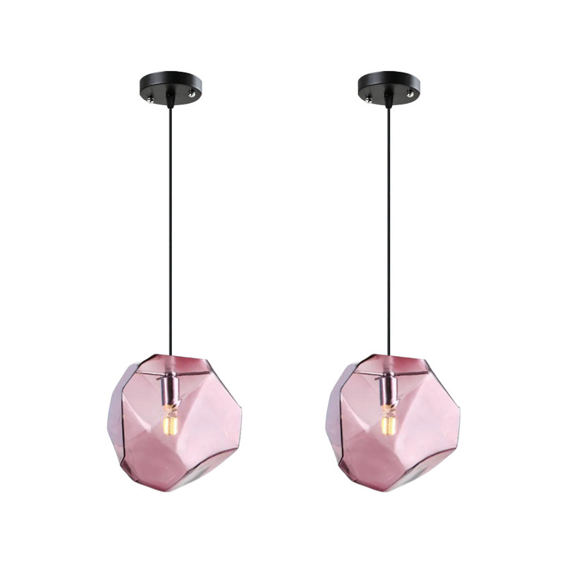 Datonye 1 - Light Matte Black Geometric Pendant, Pink
