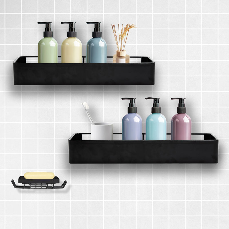 Serviteur de douche, organisateur de douche et rangement de salle de bain adhésif, tablettes de douche sans perceuse pour douche intérieure, support de rangement de douche antirouille