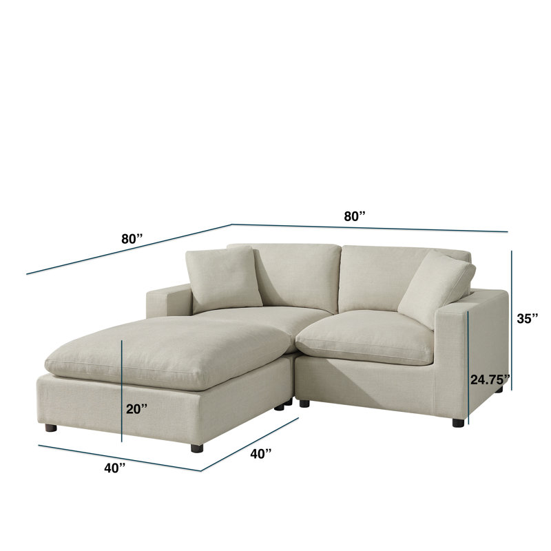 Cassandra Modular 3-Piece Chofa, Beige