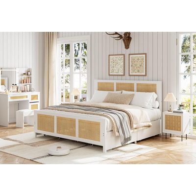 King Rattan Accent Storage Bed, Easy Assembly Space Saving
