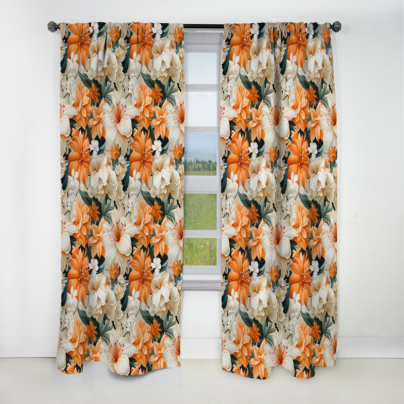 Papaya Dreams Tropical Motif I - Rideau floral - Rideau occultant floral - 1 panneau, L 52 po x L 108 po