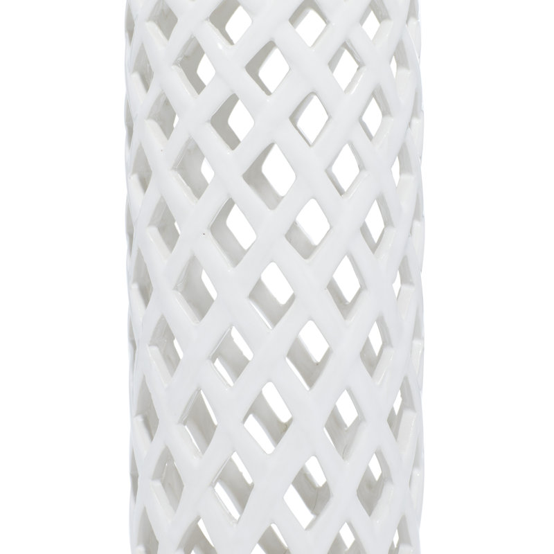 Ensemble de vases décoratifs en céramique avec motifs découpés, Blanc
