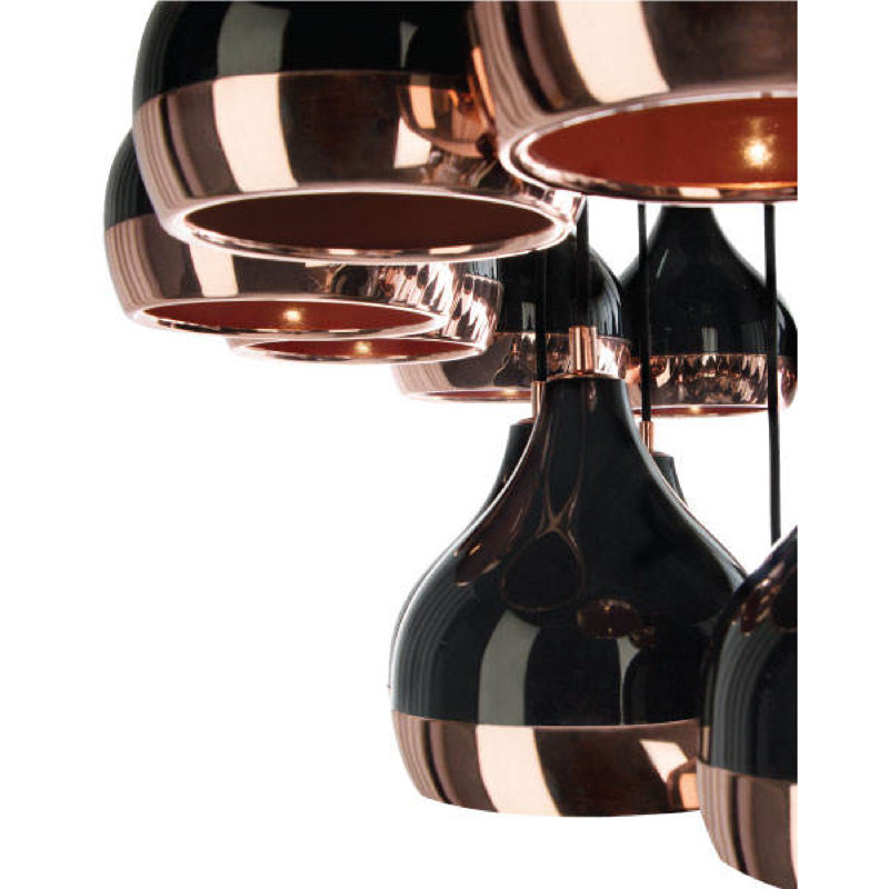 Lustre à niveaux Drayvon, Noir, Noir / or rose