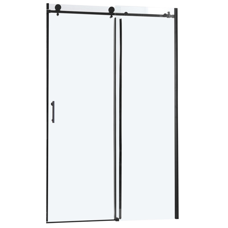 Porte de douche noire matte l 48 po x H 76 po. Verre trempé de qualité. Rouille - poignée. Convient à plusieurs configurations de salle de bain. Réglable pour les surfaces inégales. Accessoires inclus