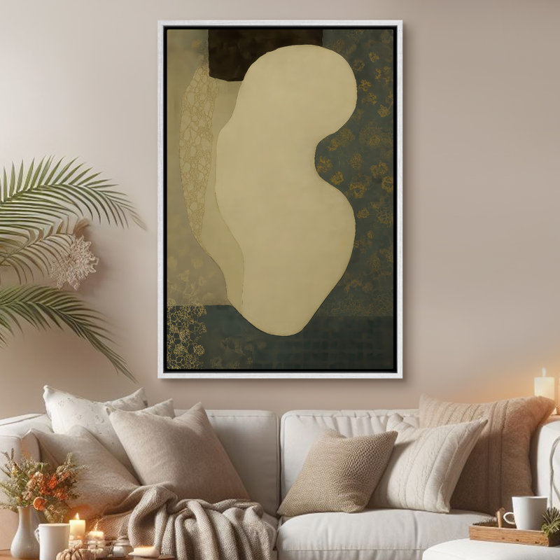 Art mural encadré abstrait rétro antique classique pour chambre à coucher, H 24 po x l 16 po, Blanc