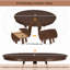 Ensemble de salle à manger rétro 5 pièces, table ronde avec rallonge de l 16 po et 4 chaises rembourrées pour la salle à manger et le salon-1302916763-1302916765