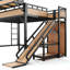 Lit mezzanine double avec tablettes coulissantes AdventureNest-130024876-130024877