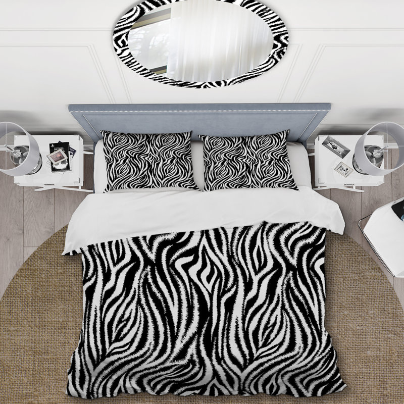 Ensemble de housse de couette en microfibre noir / blanc 3 pièces