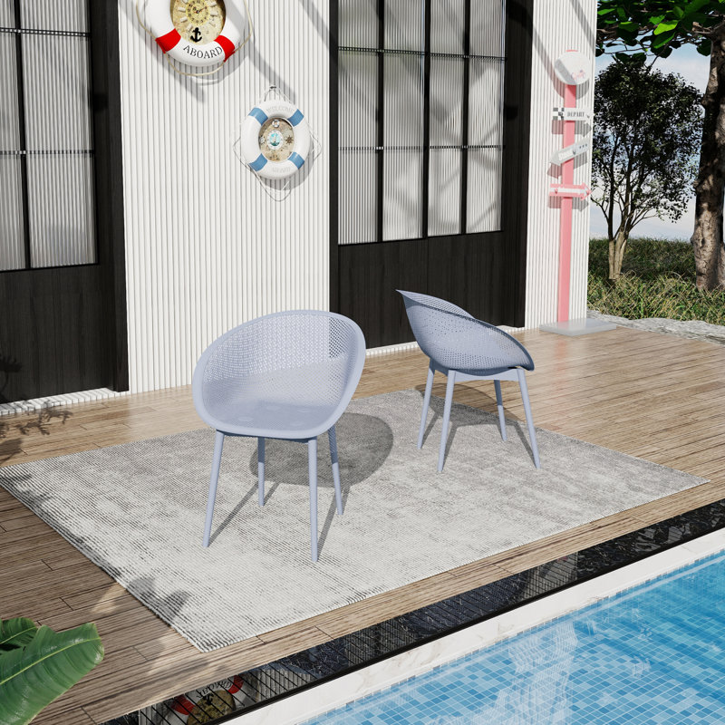  Paquet de 2 chaises longues Summer, bleu clair en PP, Bleu, Bleu